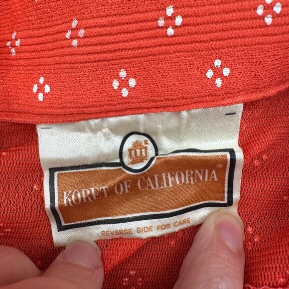 Vintage Polka Dot Blouse Koret Of California Orange Pockets Womens Union Made - Picture 4 of 8